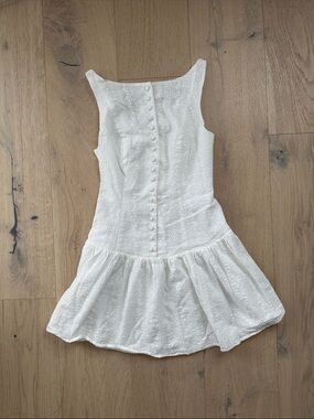 RIHOAS White Textured Button-Front Mini Dress
